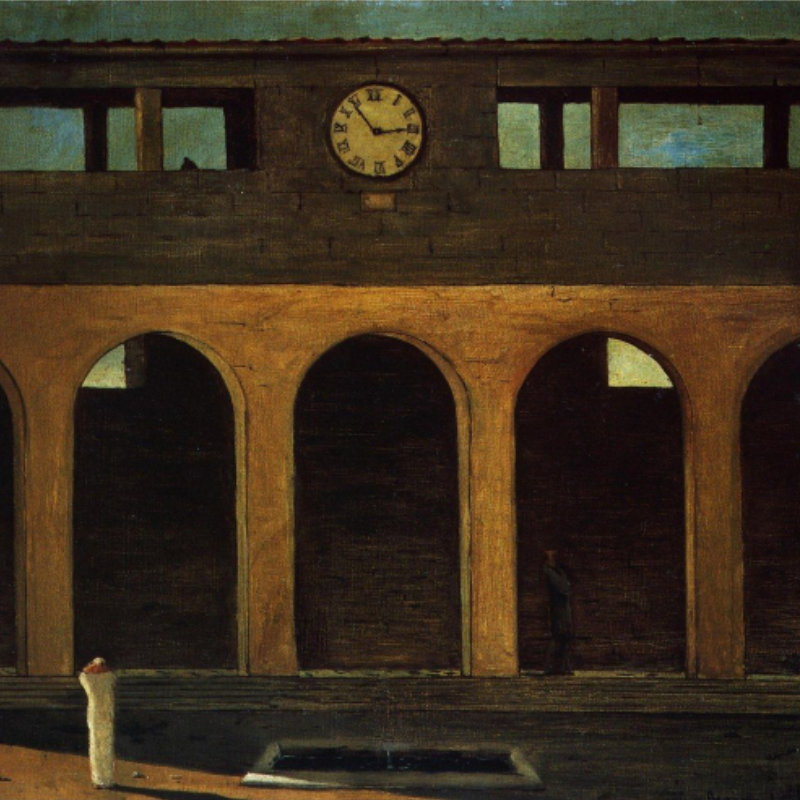 Fragment aus Giorgio de Chirico, The Enigma of the Hour, 1910-1911.