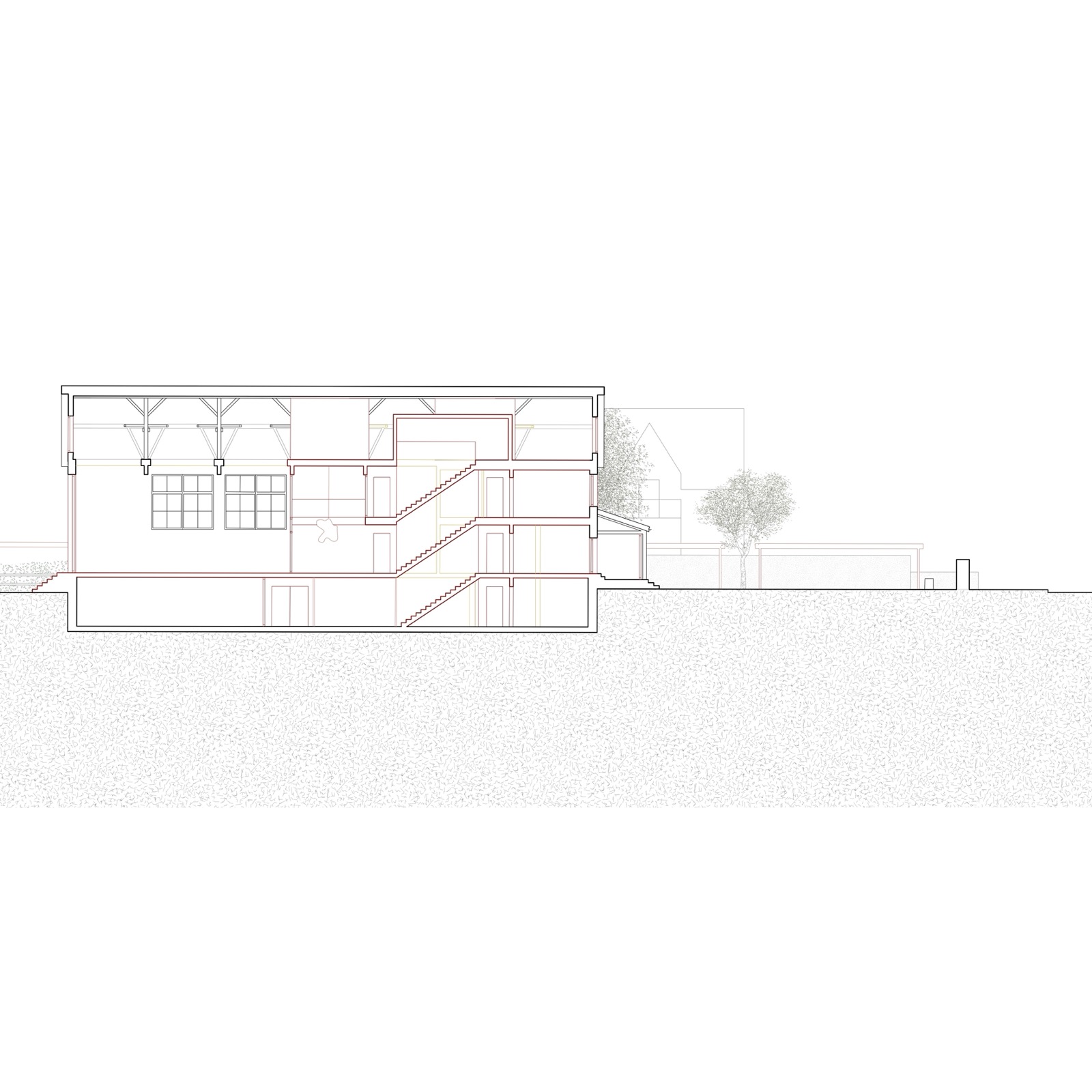 Turnhalle Längsschnitt.