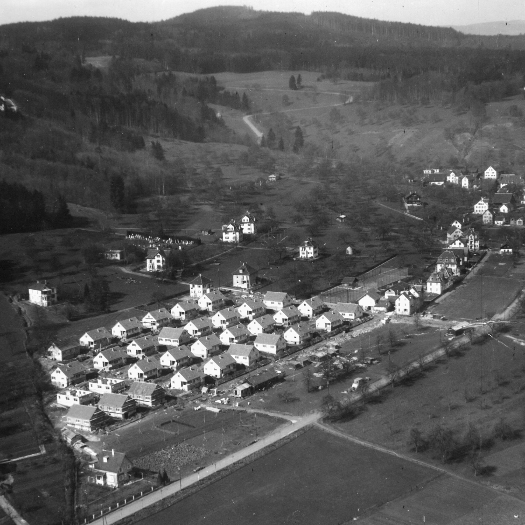 Historisches Luftbild, 1933 (Baugeschichtliches Archiv, Ad Astra-Aero).